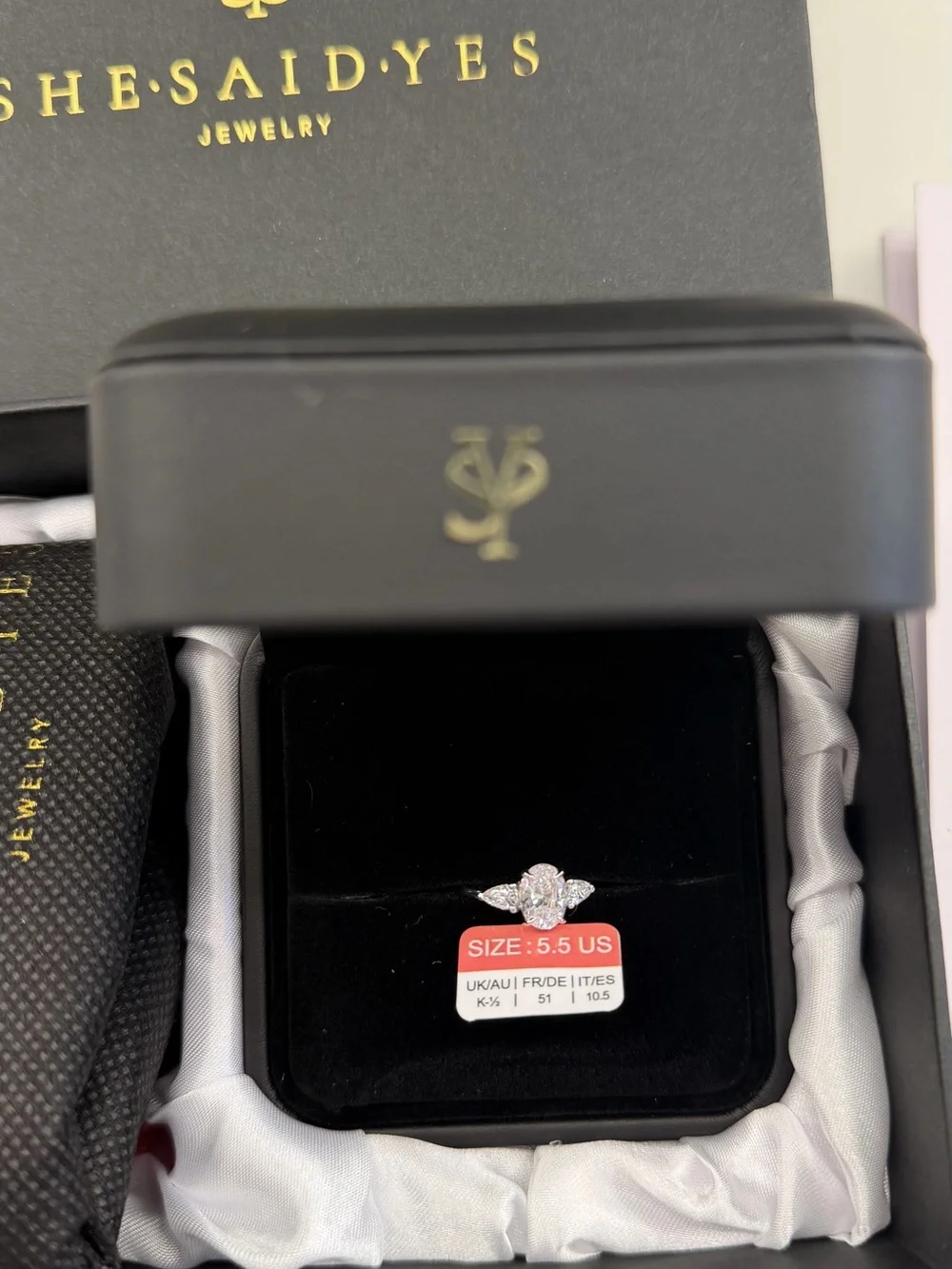 “The Flourishing” Oval Cut 3-Stone Ring, 10K White Gold, NWT| Size 5.5